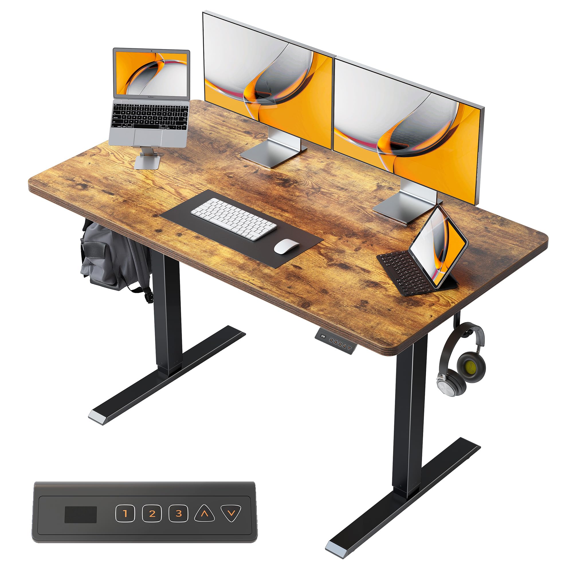 Amazon | FEZIBO 電動 昇降デスク 一枚板 幅120cm オフィスワーク